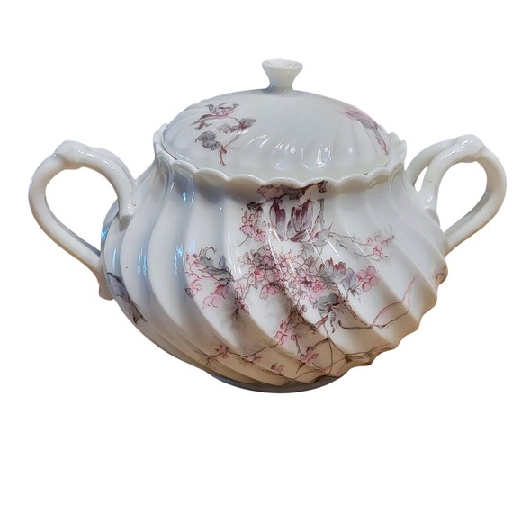 Haviland Limoges Sugar Bowl with Lid Floral Pattern Porcelain